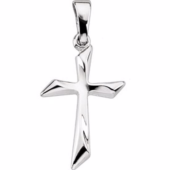 R16019:305459:P 14kt White 18.5x13mm Cross Pendant