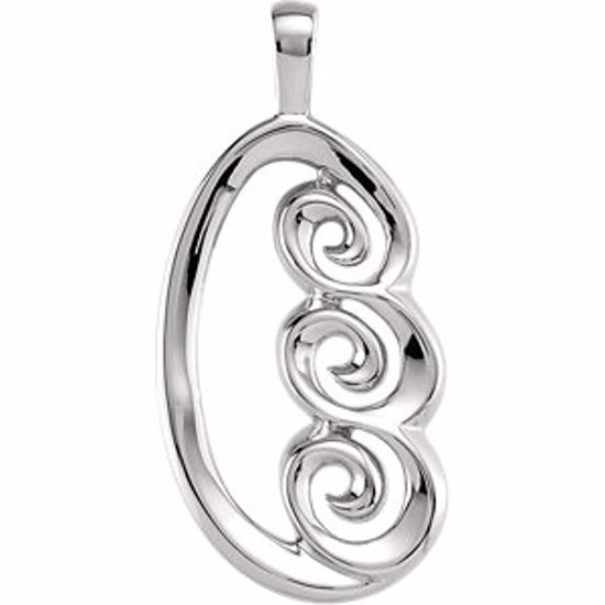 8300:20570:P 14kt White 30x14mm Freeform Pendant