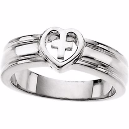 R7031:62956:P 14kt White Heart & Cross Ring