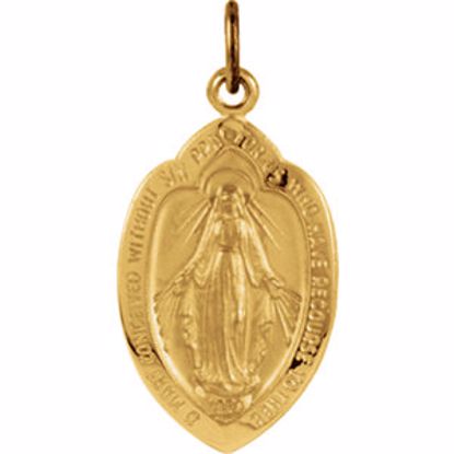 R5022:62437:P 14kt Yellow 18x12mm Badge-Shaped Miraculous Medal 