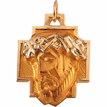 R5056:63268:P 14kt Yellow 18x16mm Face of Jesus Pendant