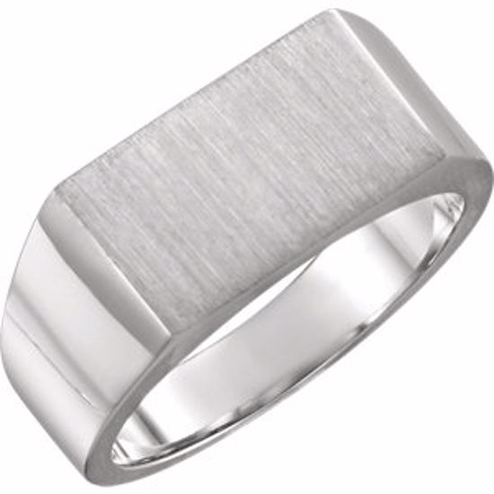 9468:48025:P 14kt White 15x9mm Men's Signet Ring