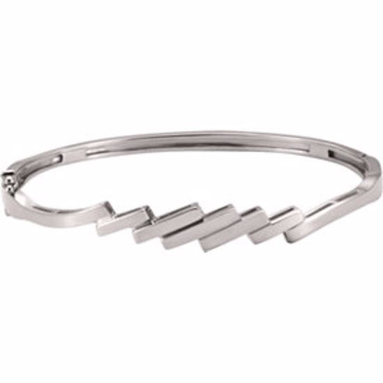 BRC2:53883:P 14kt White Hinged Bangle Bracelet
