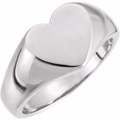 5623:71875:P 14kt White Heart Signet Ring