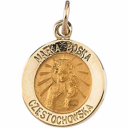 R16321:103812:P 14kt Yellow 12mm Round Matka Boska Medal