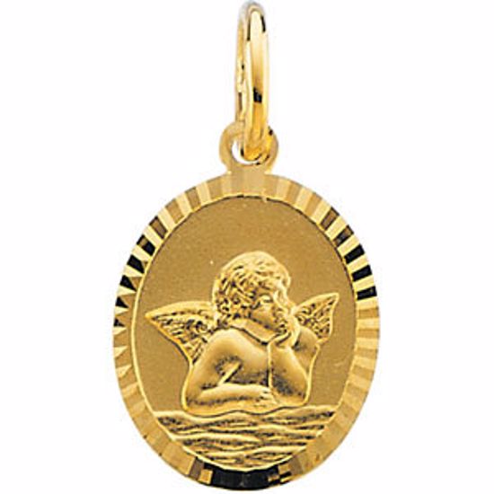 R16476:104020:P 14kt Yellow 11x9mm Angel Pendant