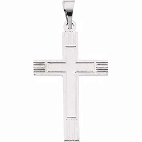 R4003:123056:P 14kt White 18X12mm Cross Pendant