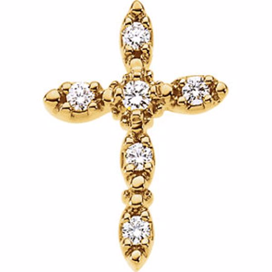 R41015D:141108:P 14kt Yellow 1/5 CTW Diamond Cross Pendant