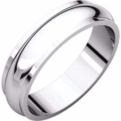 HRE8:149347:P 10kt White 5mm Half Round Edge Band