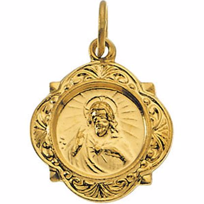 R16987:151227:P 14kt Yellow 12.14x12.09mm Sacred Heart of Jesus Medal