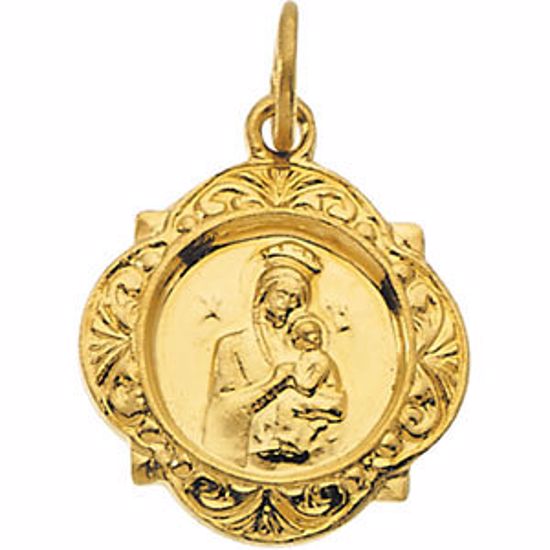 R16988:151179:P 14kt Yellow 12.14x12.09mm Our Lady of Perpetual Help Medal