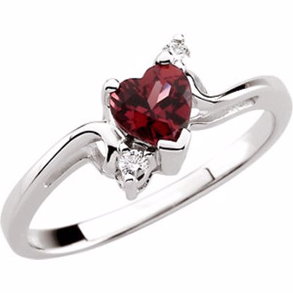 60976:207564:P Rhodolite Garnet & Diamond Heart Accented Ring