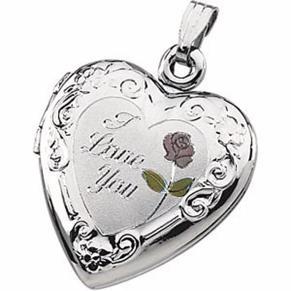 21821:240978:P Tri-Color Heart Locket with "I Love You"