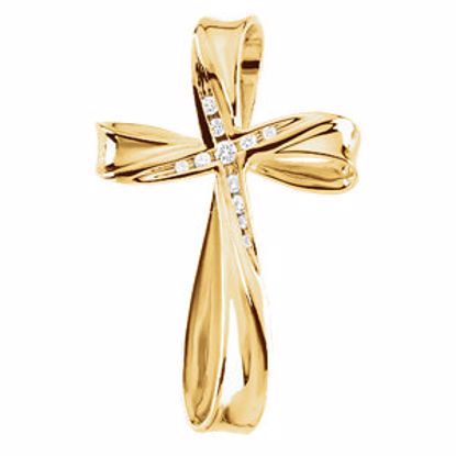 R41060D:243072:P 14kt Yellow 1/10 CTW Diamond Cross Pendant