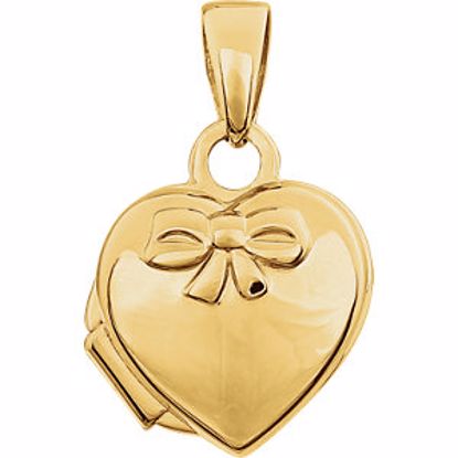 22778:287174:P 14kt Yellow Heart Embossed Bow Locket