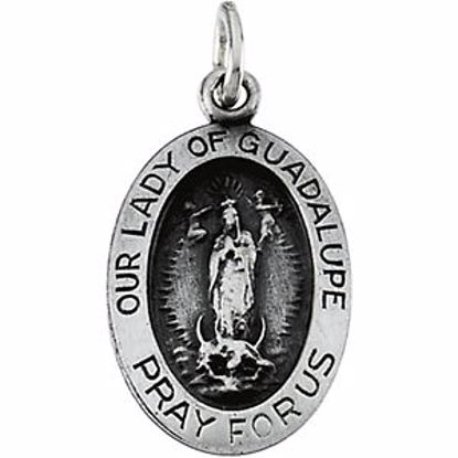 R16347:304423:P Sterling Silver 15.25x10.75mm Oval Our Lady of Guadalupe Medal