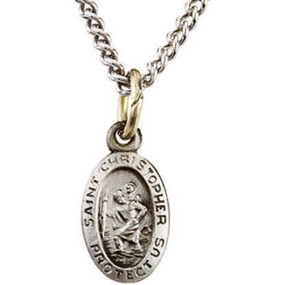 R5023:304578:P Sterling Silver 12.25x8.75mm Oval St. Christopher 18" Necklace