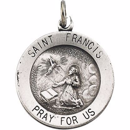 R16323:304441:P Sterling Silver 18.25mm Round St. Francis of Assisi Medal