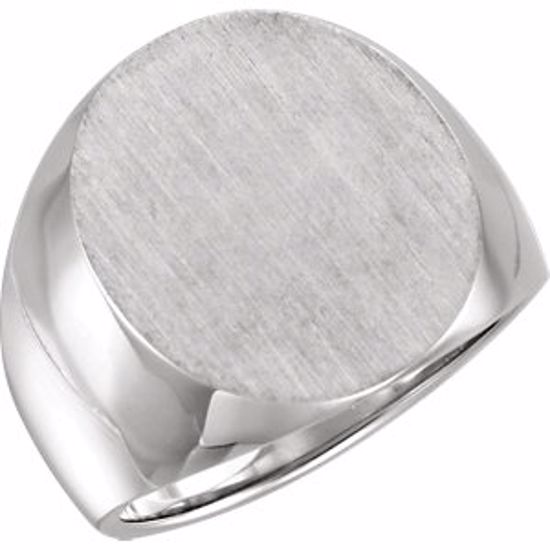 9456:38628:P 14kt White 20x17mm Men's Solid Signet Ring