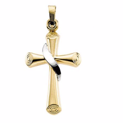 R16150:66926:P Two-Tone Hollow Cross Pendant