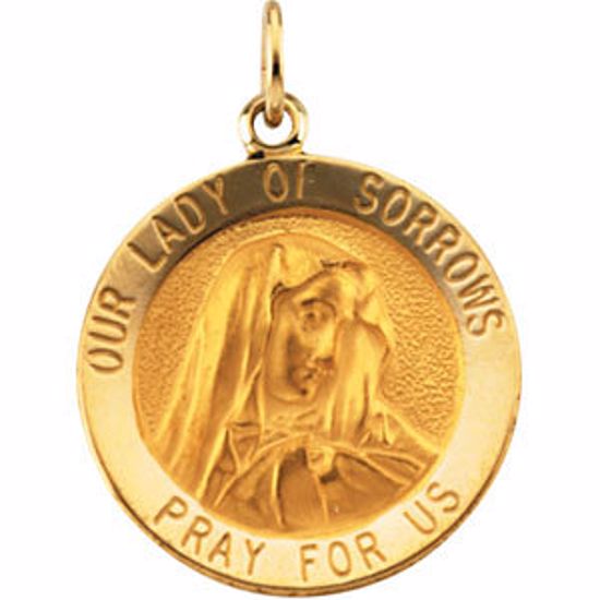 R16365:66829:P 14kt Yellow 18mm Our Lady of Sorrows Medal