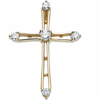 R80073D:61712:P 14kt Yellow 1/3 CTW Diamond Cross Pendant