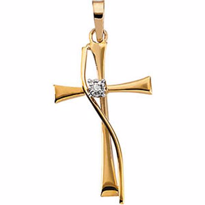 R16253:103715:P 14kt Yellow .010 CTW Diamond Cross Pendant