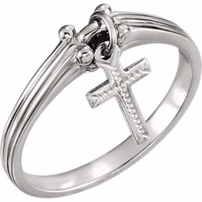 R16607:76556:P 14kt White Cross Ring 