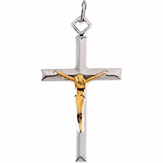 R16256:104174:P Two-Tone Crucifix Pendant