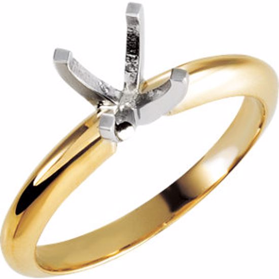 1400401L:122957:P 14kt Yellow & White 6-6.6mm Round Engagement Ring Mounting