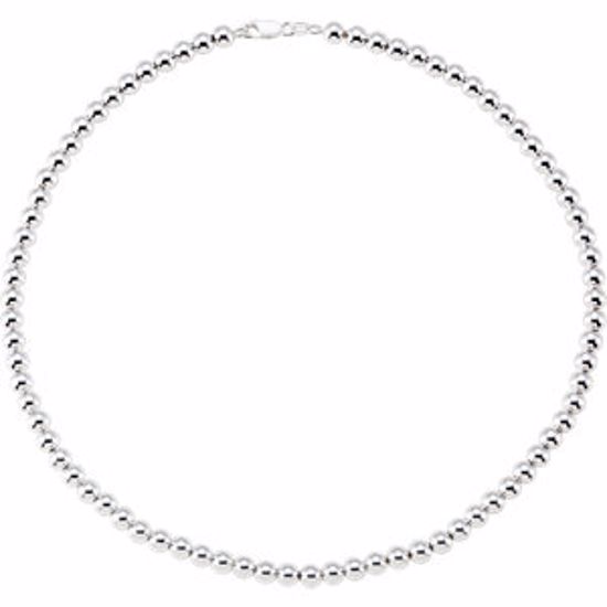 CH291:147835:P Sterling Silver 6mm Hollow Bead 18" Chain
