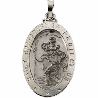 R5023:144030:P 14kt White 25x18mm Oval St. Christopher Medal