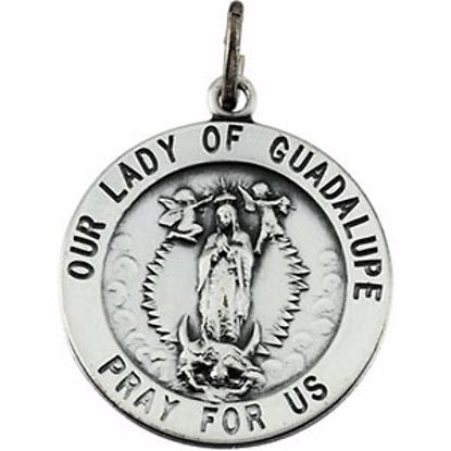 R5042:129646:P Sterling Silver 22mm Round Our Lady of Guadalupe Medal