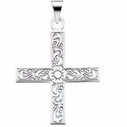 R16091:130451:P 14kt White 27.5x25mm Greek Cross Pendant