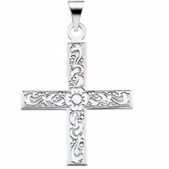 R16091:130451:P 14kt White 27.5x25mm Greek Cross Pendant