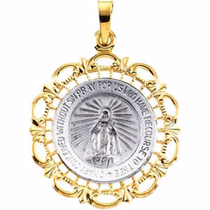 R41321:163601:P 14kt White & Yellow 25x21mm Miraculous Medal