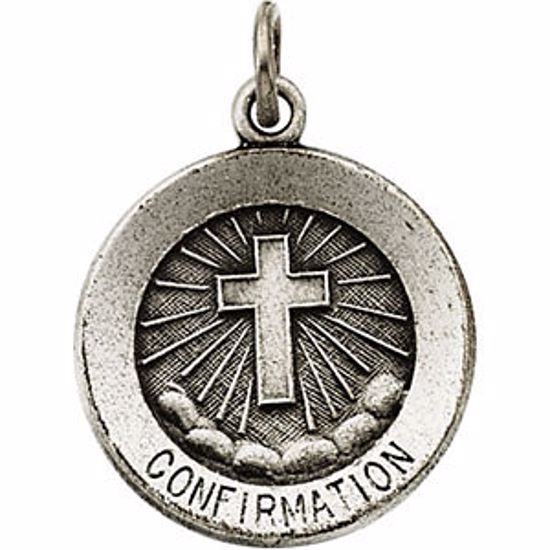 R5045:129649:P Sterling Silver 15mm Confirmation Medal with Cross