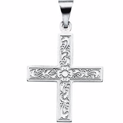 R16091:130449:P 14kt White 20.5x18mm Greek Cross Pendant