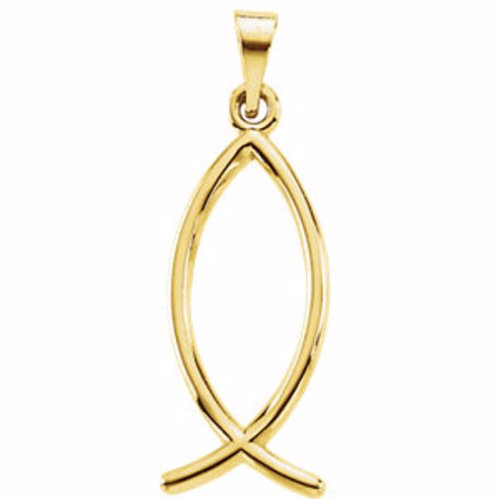 R16994:167186:P 10kt Yellow 22x9mm Ichthus (Fish) Pendant