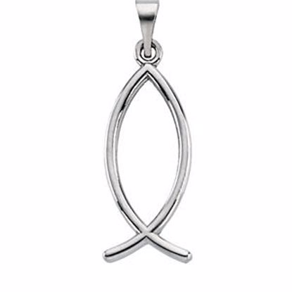 R16994:167181:P 14kt White 22x9mm Ichthus (Fish) Pendant