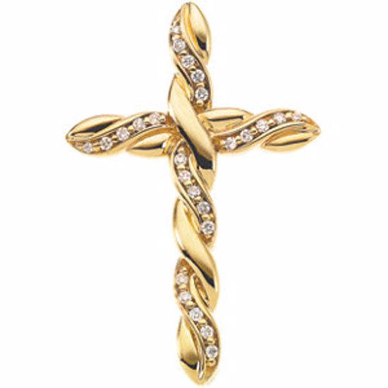 R41057D:243074:P 14kt Yellow 1/4 CTW Diamond Cross Pendant