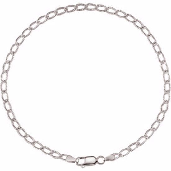 CH571:288543:P Sterling Silver Curb Anklet 3mm 