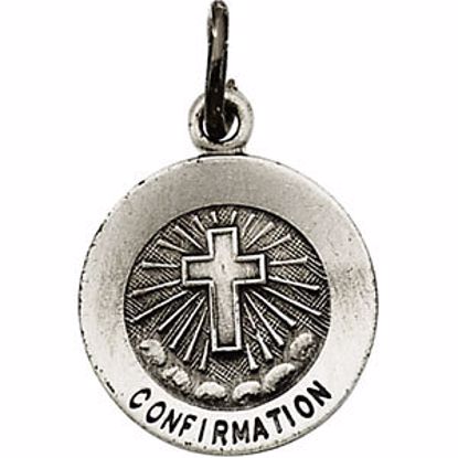 R5045:304342:P Sterling Silver 11.75mm Confirmation Medal with Cross