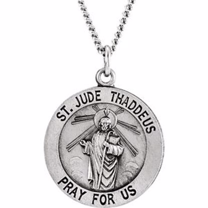 R5018:304395:P Sterling Silver 18.25 Round St. Jude Thaddeus Medal 18" Necklace