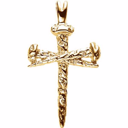 R8293:304084:P 10kt Yellow 26x18.25mm Nail Design Cross Pendant