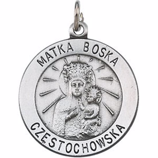 R16321:304650:P Sterling Silver 18.25 Round Matka Boska Medal