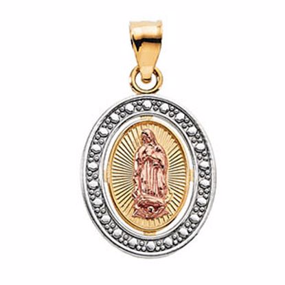 R41548:305572:P 14kt Yellow 15.5x12.75mm Tri-Color Our Lady of Guadalupe Oval Pendant