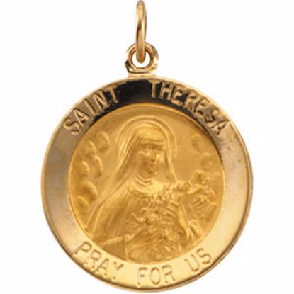 R5046:63252:P 14kt Yellow 18mm Round St.Theresa Medal