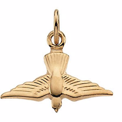 R16354:66834:P 14kt Yellow 13x18mm White Dove Pendant