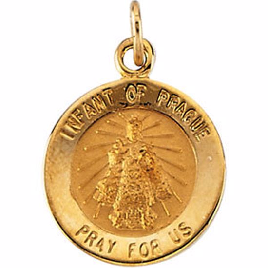 R16343:67298:P 14kt Yellow 12mm Round Infant of Prague Medal